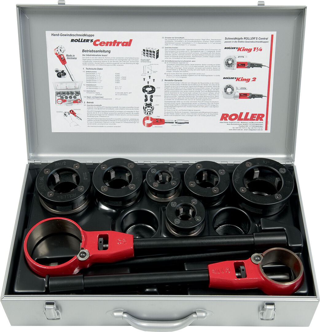 ROLLER HAND-GEWINDESCHNEIDKLUPPENSATZ ROLLER'S CENTRAL R1/2-2"