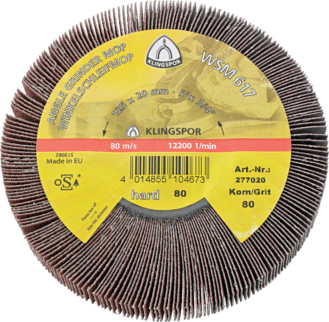KLINGSPOR Winkelschleifmop WSM 617 125x20mm K40 KLINGSPOR Winkelschleifmop WSM 617 125x20mm K40