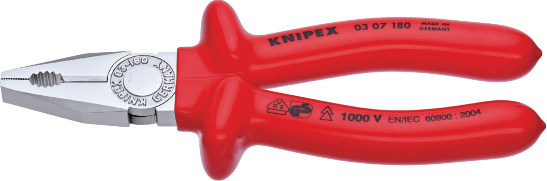 KNIPEX 03 07 180 Kombizange tauchisoliert VDE verchromt 180mm KNIPEX 03 07 180 Kombizange tauchisoliert VDE verchromt 180mm