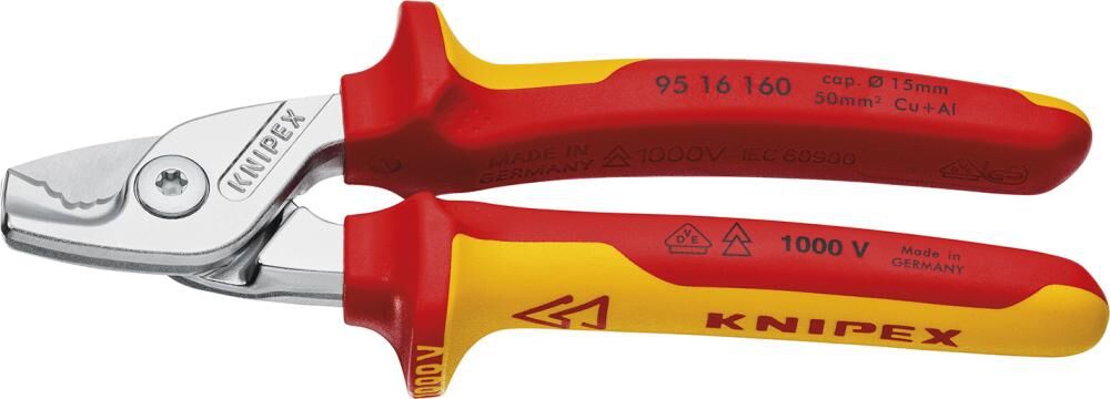 KNIPEX 95 16 160 StepCut Kabelschere isoliert Mehrkohne VDE verchr. 160mm KNIPEX 95 16 160 StepCut Kabelschere isoliert Mehrkohne VDE verchr. 160mm