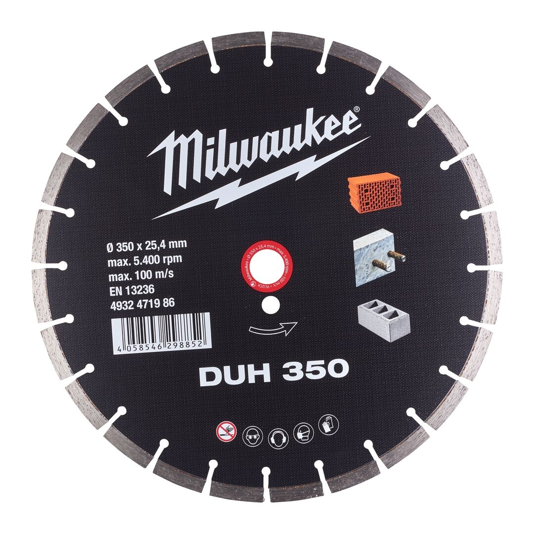 MILWAUKEE Diamanttrennscheibe DUH 350mm für harte Materialien MILWAUKEE Diamanttrennscheibe DUH 350mm für harte Materialien