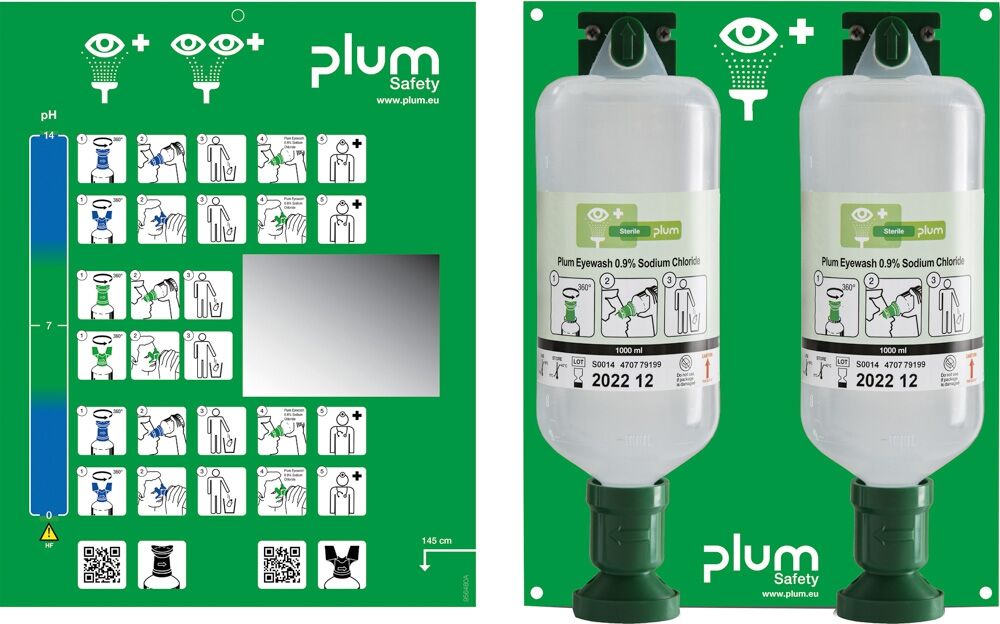 PLUM Augenspülstation Maxi Natriumchloridlösung, 2 Flaschen 1000ml
