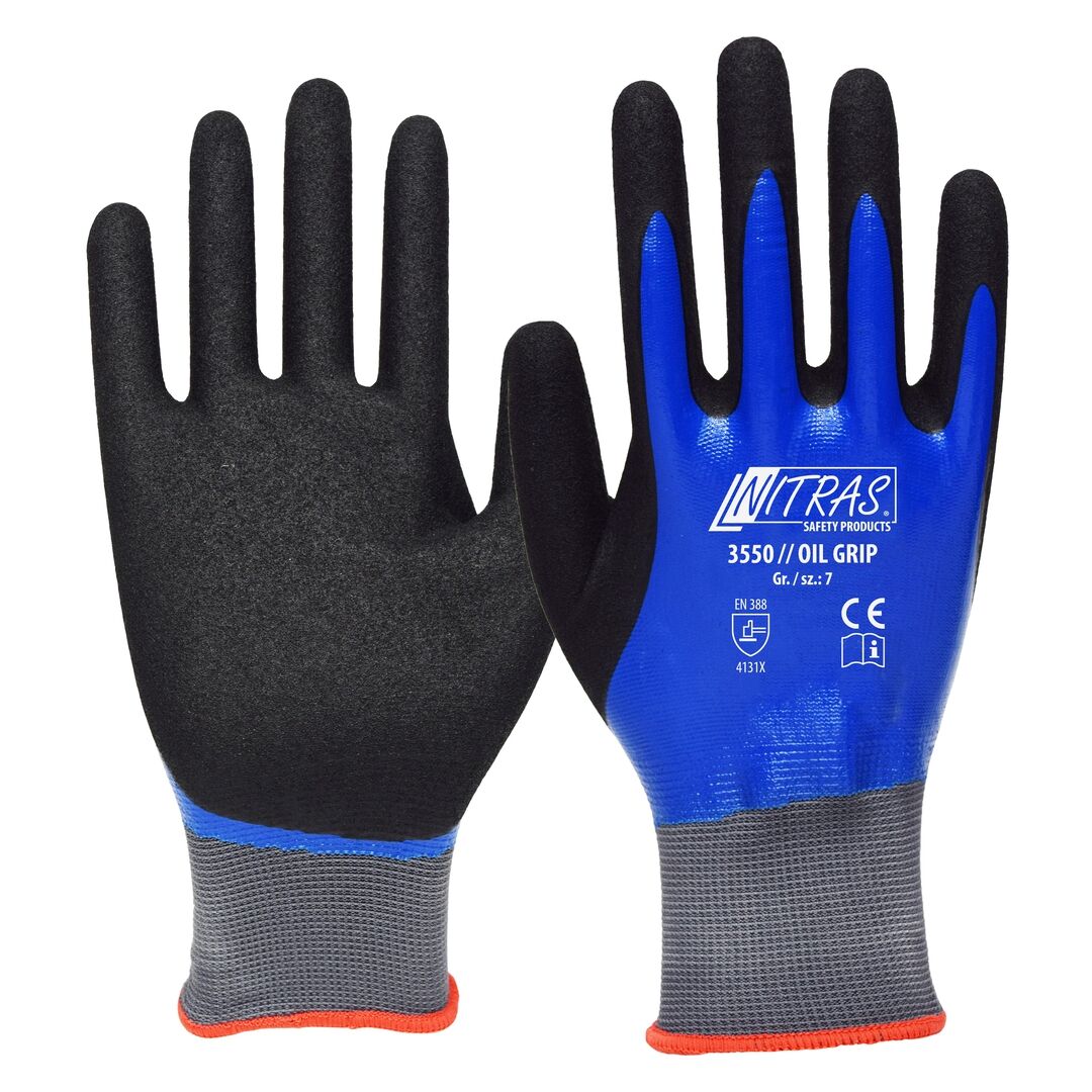 NITRAS Montage-Handschuh Oil Grip Gr. 7 Nitril gesandet blau/schwarz 3550 NITRAS Montage-Handschuh Oil Grip Gr. 7 Nitril gesandet blau/schwarz 3550