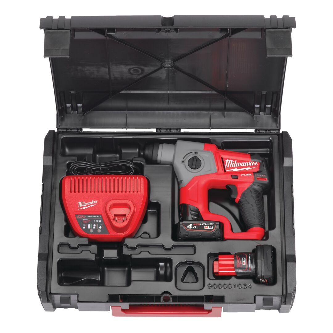 Milwaukee Akku-Bohrhammer 4.0Ah + HD Box M12 CH-402C Milwaukee Akku-Bohrhammer 4.0Ah + HD Box M12 CH-402C