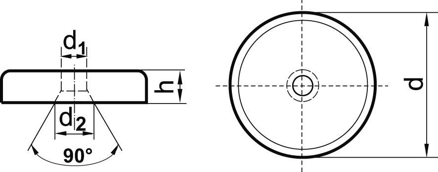 FORMAT NdFeB-Flachgreifer-Magnet mit Bohrung 40 x 8,0 mm