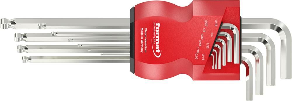 FORMAT Winkelschraubendreher- Set im Kunststoffhalter 9-teilig lang Kugelk. FORMAT Winkelschraubendreher- Set im Kunststoffhalter 9-teilig lang Kugelk.