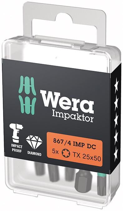 WERA Impaktor-Bit 1/4" TORX 867/4 IMP DC T 25x50mm 5er Pack