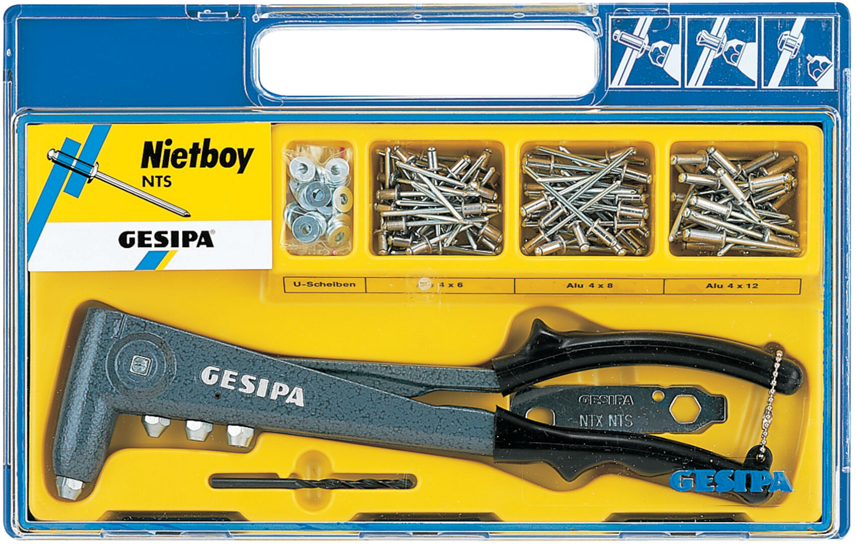 GESIPA Handnietzange Nietboy NTS in Box Alu bis 5 mm, Stahl bis 4 mm, 136 teilig