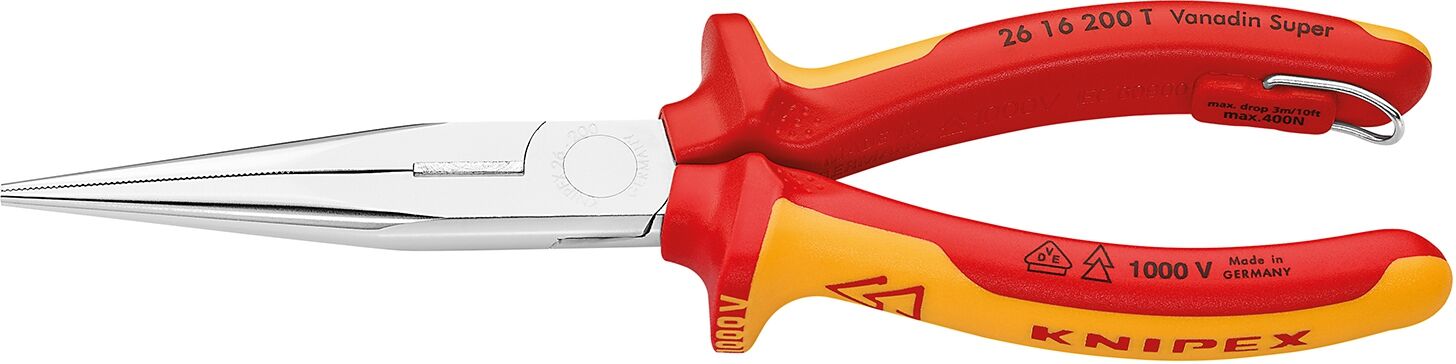 KNIPEX 26 16 200 T Flachrundzange Schneide Mehrk. VDE verchr. 200mm KNIPEX 26 16 200 T Flachrundzange Schneide Mehrk. VDE verchr. 200mm