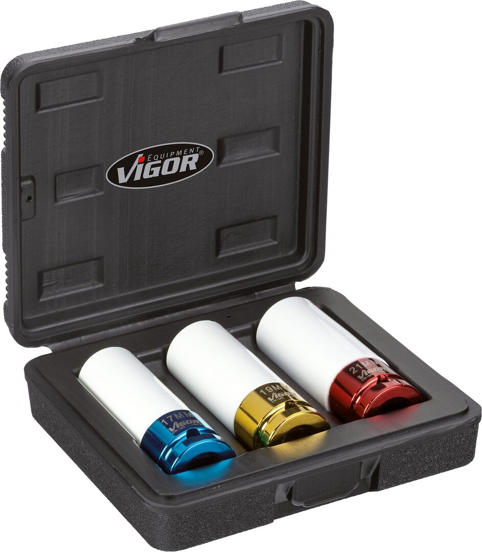 VIGOR 1/2" V2522 Schlagschrauber- Steckschlüssel-Set 3-tlg 17-19-21mm VIGOR 1/2" V2522 Schlagschrauber- Steckschlüssel-Set 3-tlg 17-19-21mm