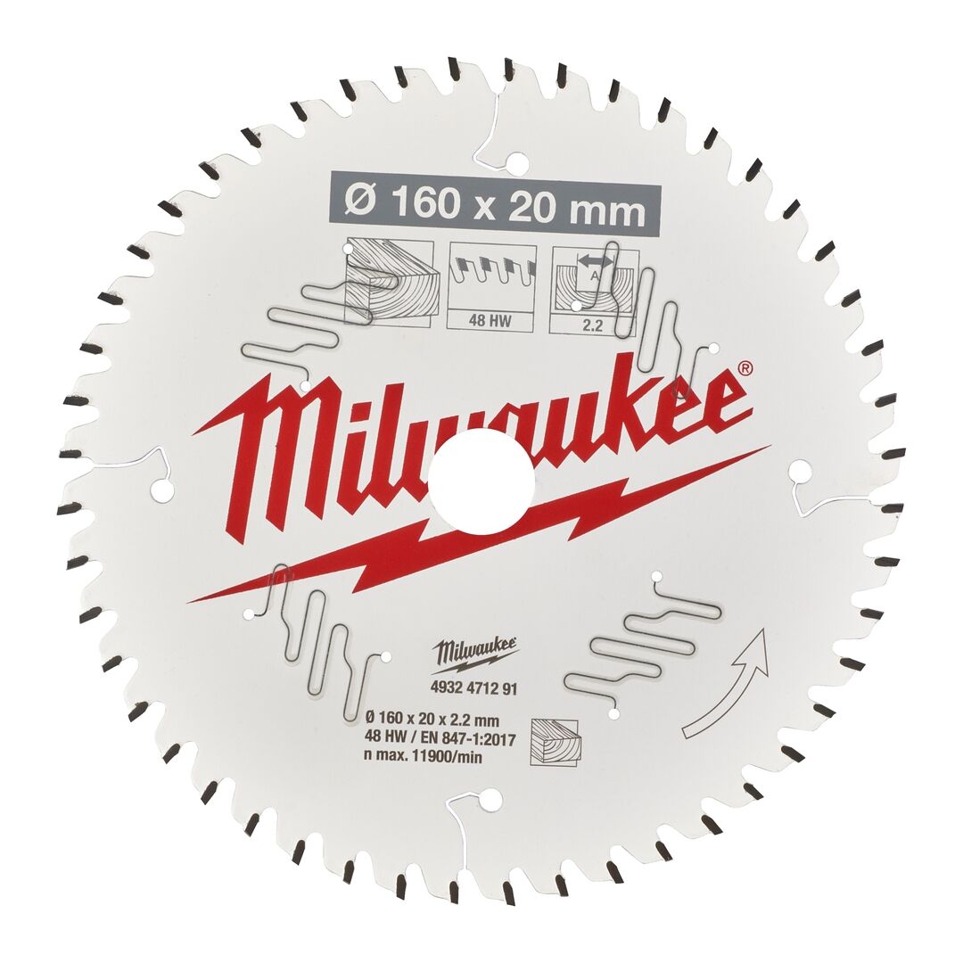MILWAUKEE Kreissägeblatt Holz für Handkreissägen 160/20 mm Z48 Wechselzahn
