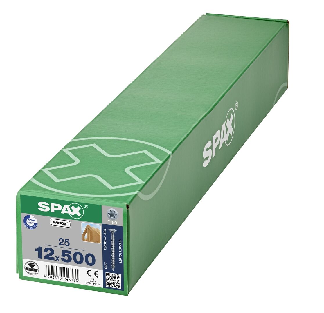 SPAX-S Senkkopf Fraesrippen T-STAR+ T50 Vollg. CUT WIROX 25St, 12x500mm