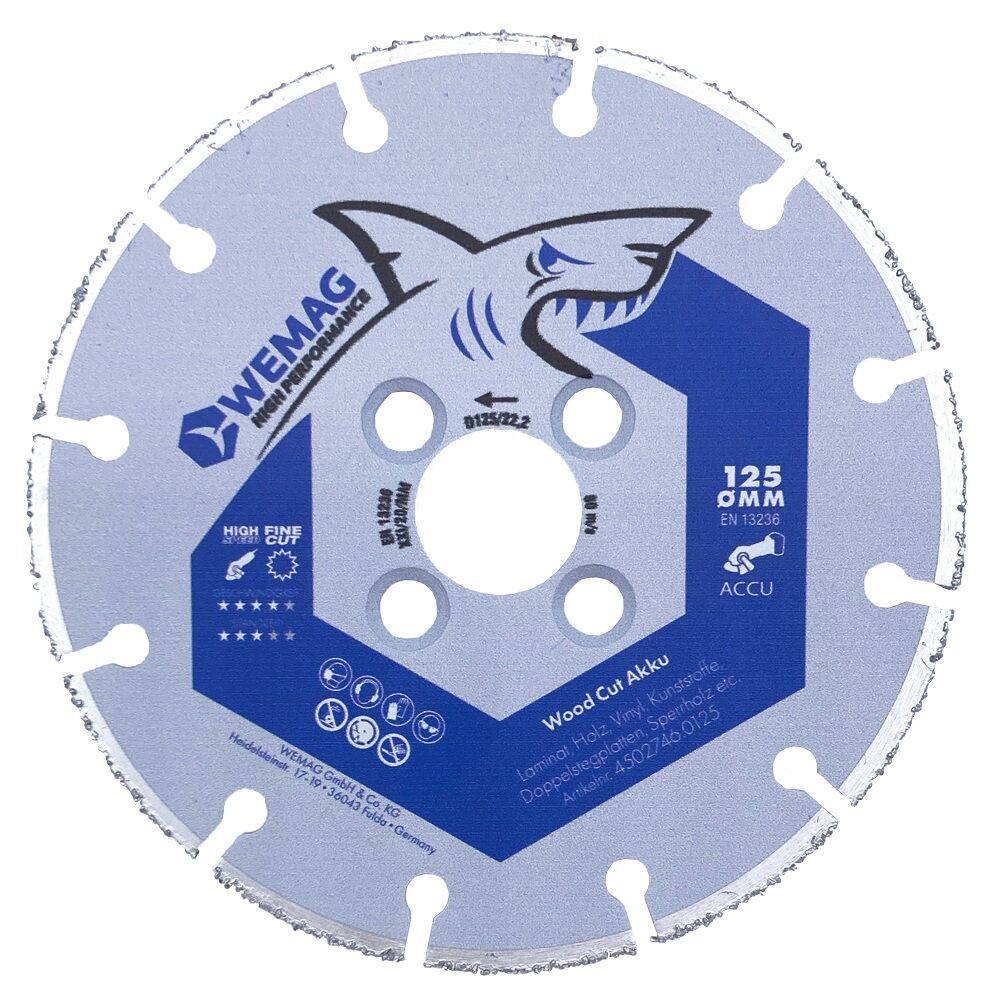 WEMAG WEMAG-HP HM-Trennscheibe WOOD CUT AKKU 125x1,2x22,23mm 12 Segmente WEMAG WEMAG-HP HM-Trennscheibe WOOD CUT AKKU 125x1,2x22,23mm 12 Segmente