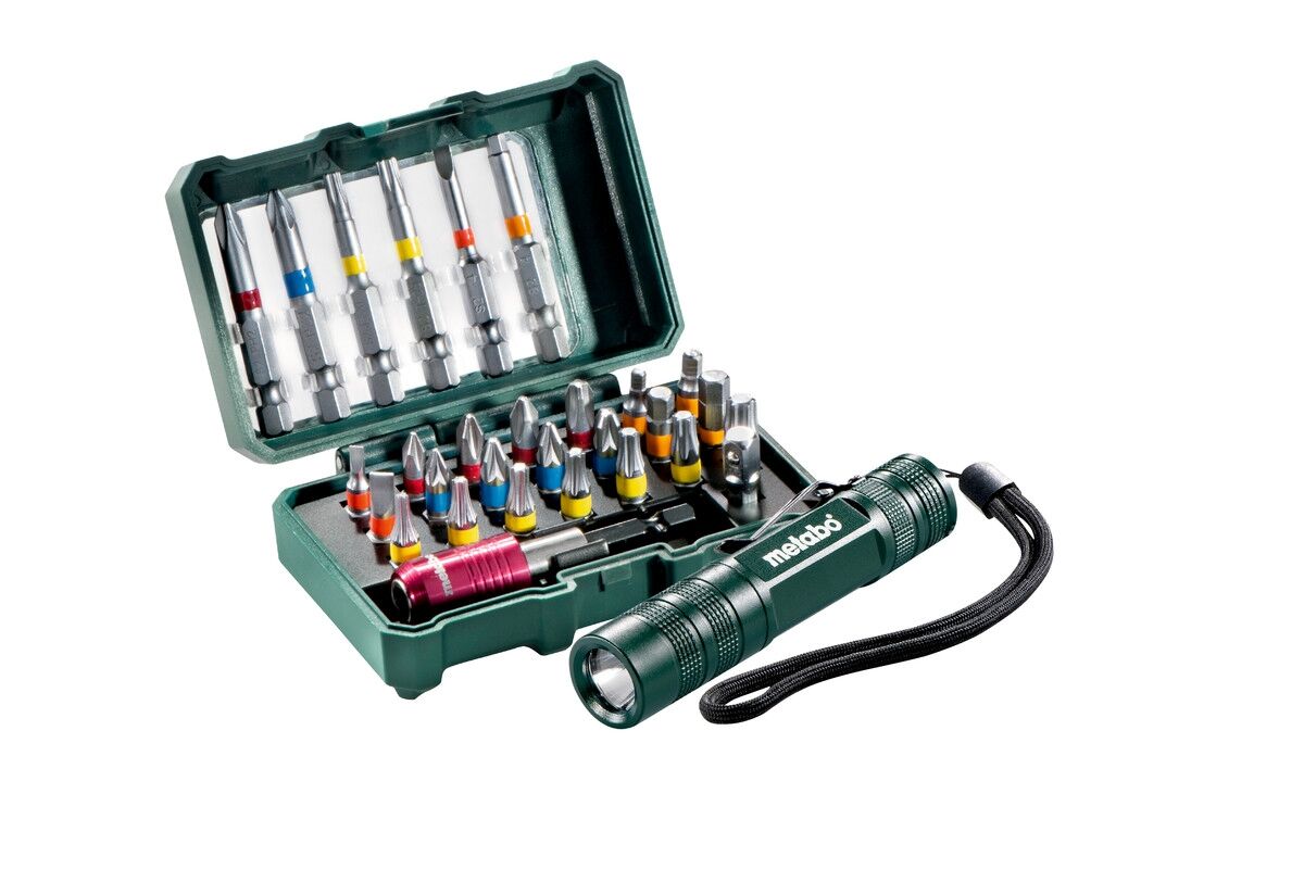 METABO Bit-Box + Mini Flash light 29-teilig