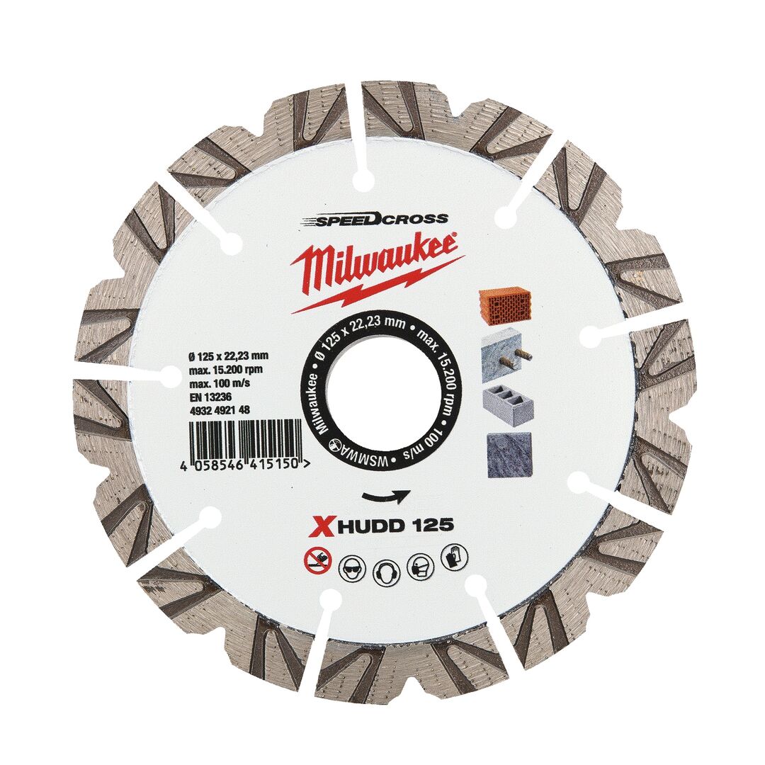 MILWAUKEE Diamanttrennscheibe XHUDD Speedcross 125 mm für harte Materialien