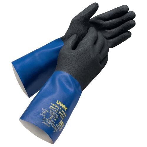 UVEX Chemit-Handschuh rubiflex S XG35B Nitril blau/schwarz Gr. 9 6055.7 UVEX Chemit-Handschuh rubiflex S XG35B Nitril blau/schwarz Gr. 9 6055.7
