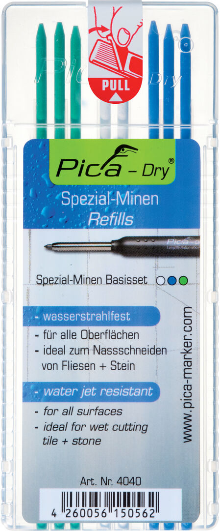 PICA-DRY-MARKER Ersatzminenset wasserfest weiß grün blau Pica