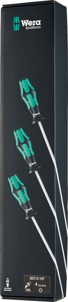 WERA Schraubendrehersatz 367/4 TORX HF L 05028074001 mit 300 mm langen Klingen