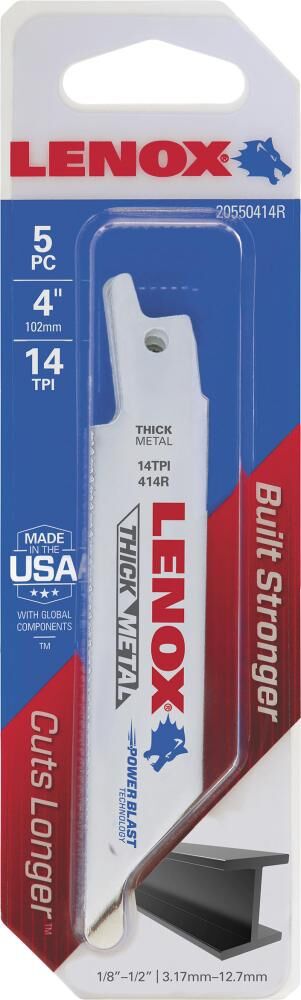 LENOX Säbelsägeblatt THICK METAL 5 Stück, 102 x 19 x 0,9 mm, 14 Z