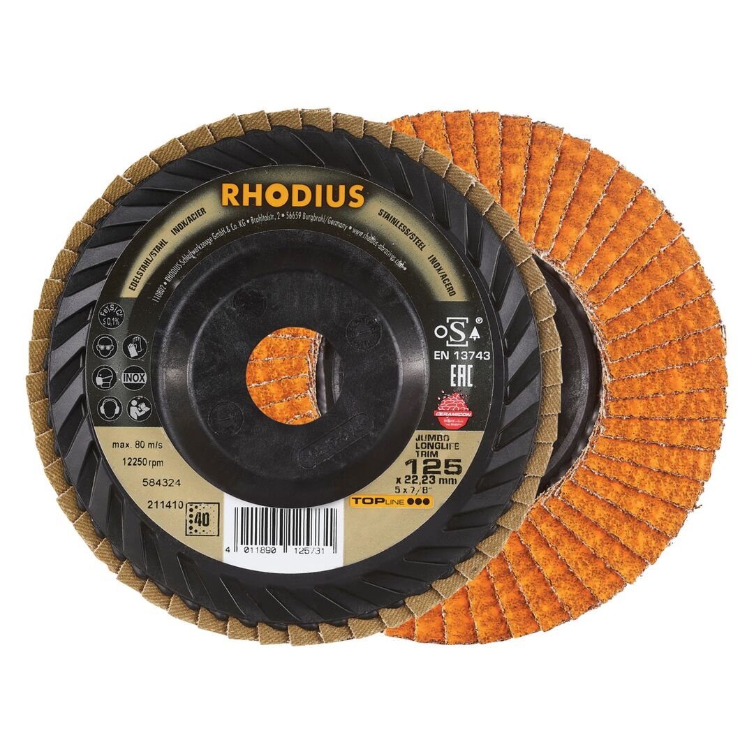 RHODIUS Lamellenschleifscheibe Jumbo Longlife Trim 125mm K40