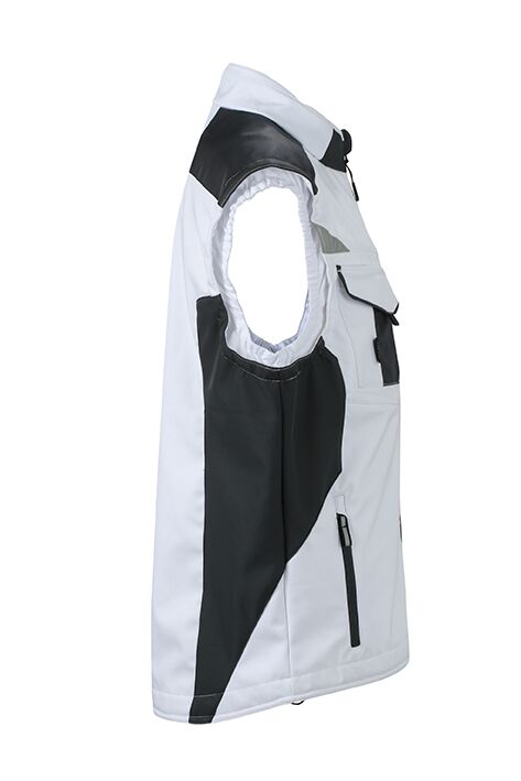 JN Workwear Softshell Vest JN845 100%PES, white/carbon, Größe 2XL