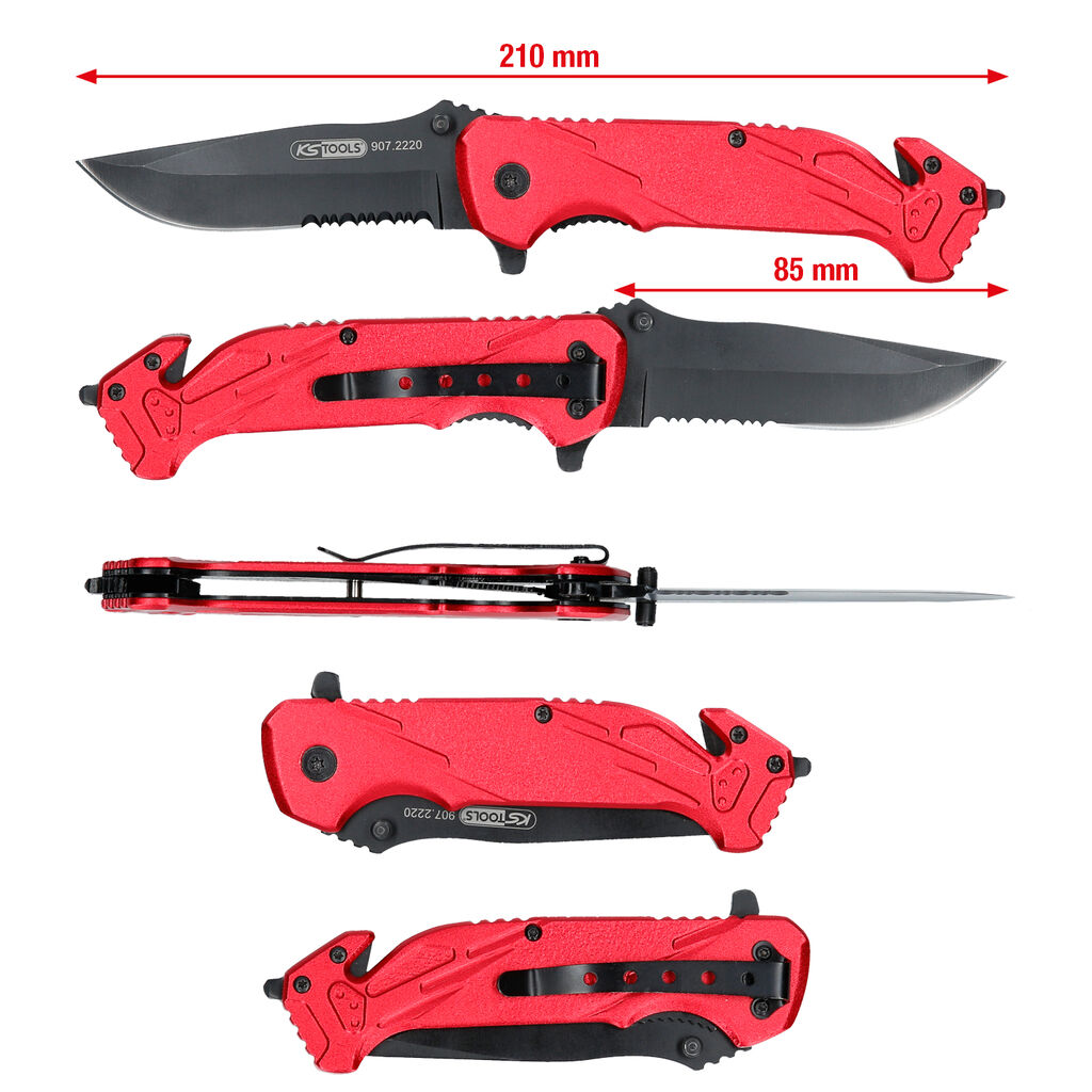 KS-TOOLS Klappmesser mit Arretierung & Gurtschneider 907.2220