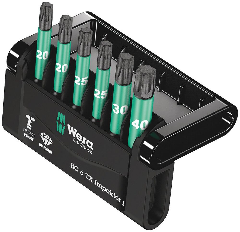 WERA Impaktor Bits Set 50mm Torx TX- 20-TX 40 6 teilig WERA Impaktor Bits Set 50mm Torx TX- 20-TX 40 6 teilig