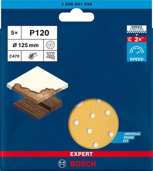 BOSCH Schleifblatt C470 EXPERT Mehrloch 125mm K 120 VE 5