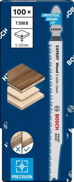 BOSCH Stichsägeblatt T308B EXPERT Wood 2-Side Clean VE 100 BOSCH Stichsägeblatt T308B EXPERT Wood 2-Side Clean VE 100
