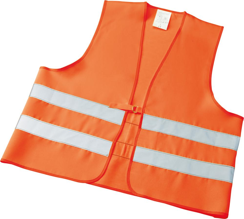 Warnweste mit Reflexstreifen, orange Doppelringverschluss, 80%PES/20%BW