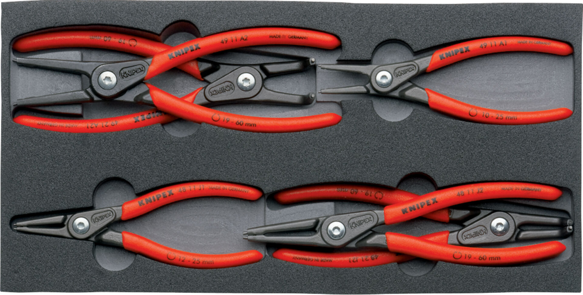 KNIPEX 00 20 01 V02 Präzisions- Sicherungsringzangen-Set Schaumstoffein. KNIPEX 00 20 01 V02 Präzisions- Sicherungsringzangen-Set Schaumstoffein.