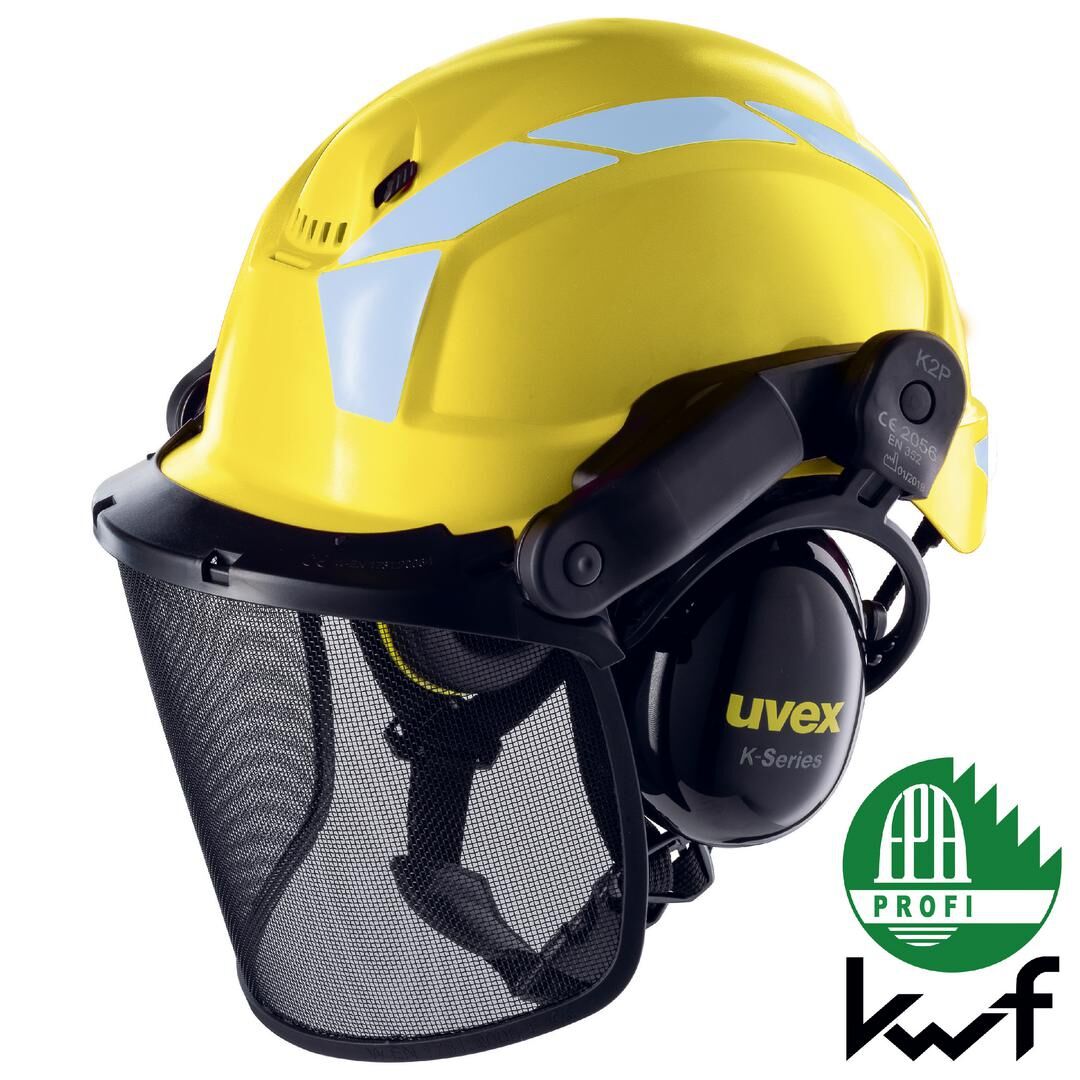 UVEX Schutzhelm pheos forestry 9774 kurzer Schirm, Drehrad, gelb UVEX Schutzhelm pheos forestry 9774 kurzer Schirm, Drehrad, gelb