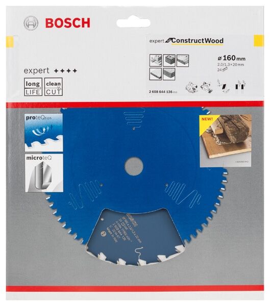 BOSCH Kreissägeblatt HW Constr 160x20x2,0 24T