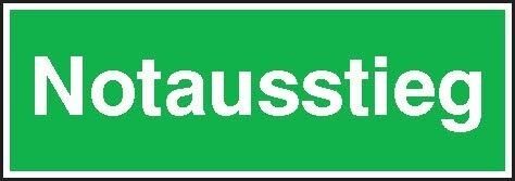 Sicherheitsschild 300x105 Folie Notausstieg