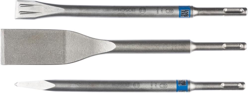 BOSCH SDS-PLUS Meissel-Set 3 teilig Spitz-, Flach- und Fliesenmeißel BOSCH SDS-PLUS Meissel-Set 3 teilig Spitz-, Flach- und Fliesenmeißel
