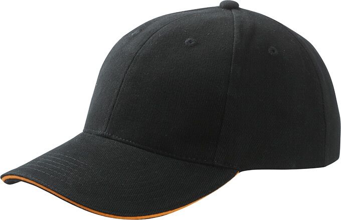 MYRTLE BEACH mb 6 Panel Sandwich Cap MB024 100%BW black/orange Größe one size MYRTLE BEACH mb 6 Panel Sandwich Cap MB024 100%BW black/orange Größe one size