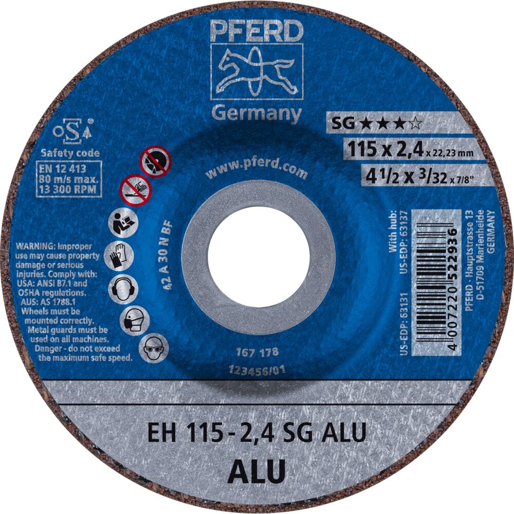 PFERD Trennscheibe SG Alu 115 x 2,4 mm, gekröpft, A30 N