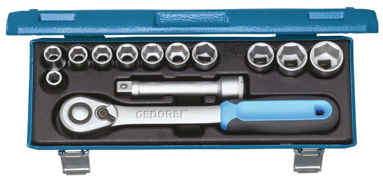 GEDORE Steckschlüssel-Satz 1/2" 13-tlg 6-kant 10-24mm, 19 KMU-20, 2545810