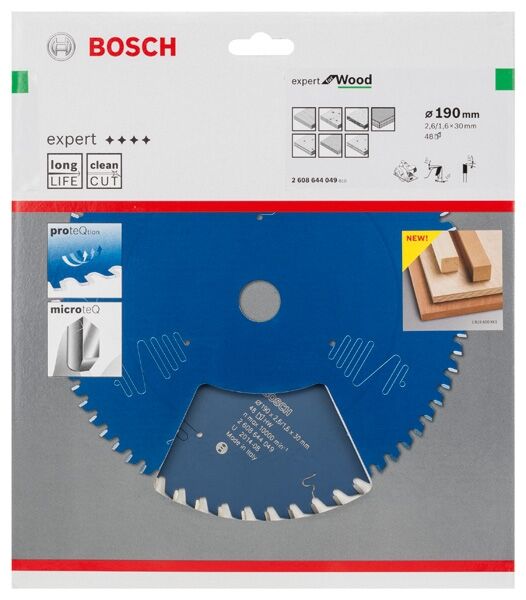 BOSCH Kreissägeblatt HW Expert 190x30x2,6 48T